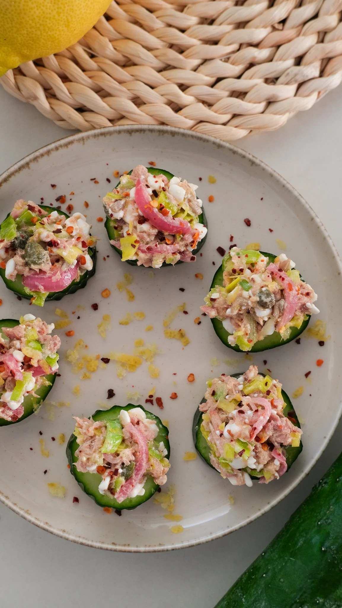 high-protein-tuna-cucumber-bites-easy-healthy-snack-magda-thunfisch-gurke-einfach-gesund-lunch-starter-tonno