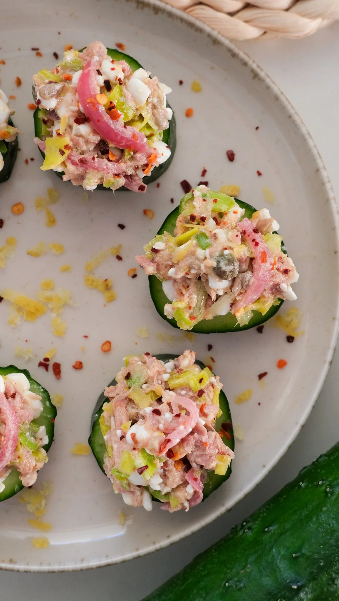 high-protein-tuna-cucumber-bites-easy-healthy-snack-magda-thunfisch-gurke-einfach-gesund-lunch-starter-tonno