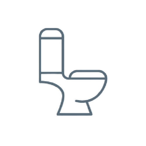 Simple illustration of a white toilet with a closed lid.