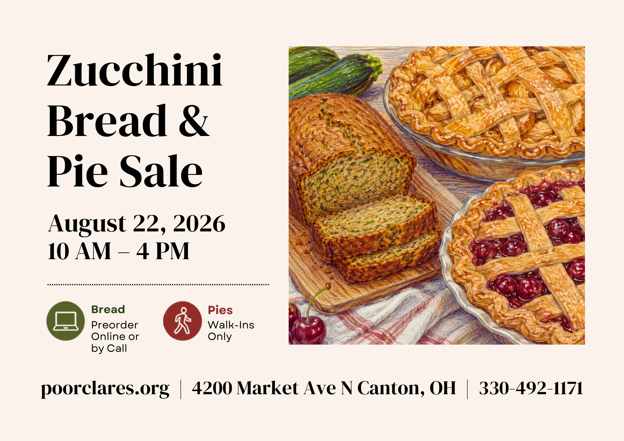 Zucchini Bread &amp; Summer Pie Sale