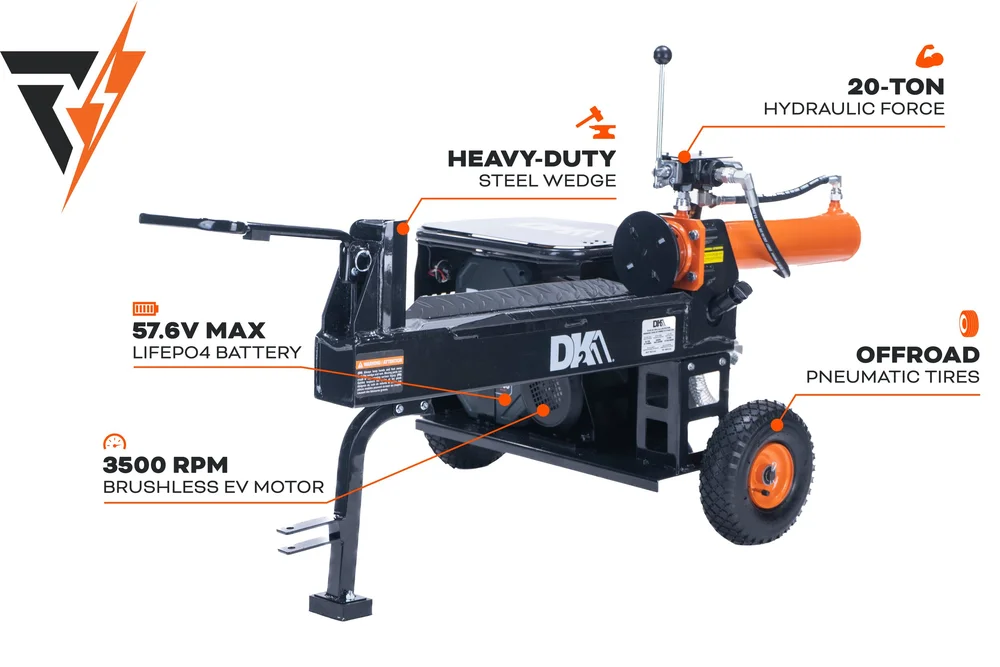 OPS220EV-K 20-Ton 57.6V Battery Powered Hydraulic Log Splitter — DK2