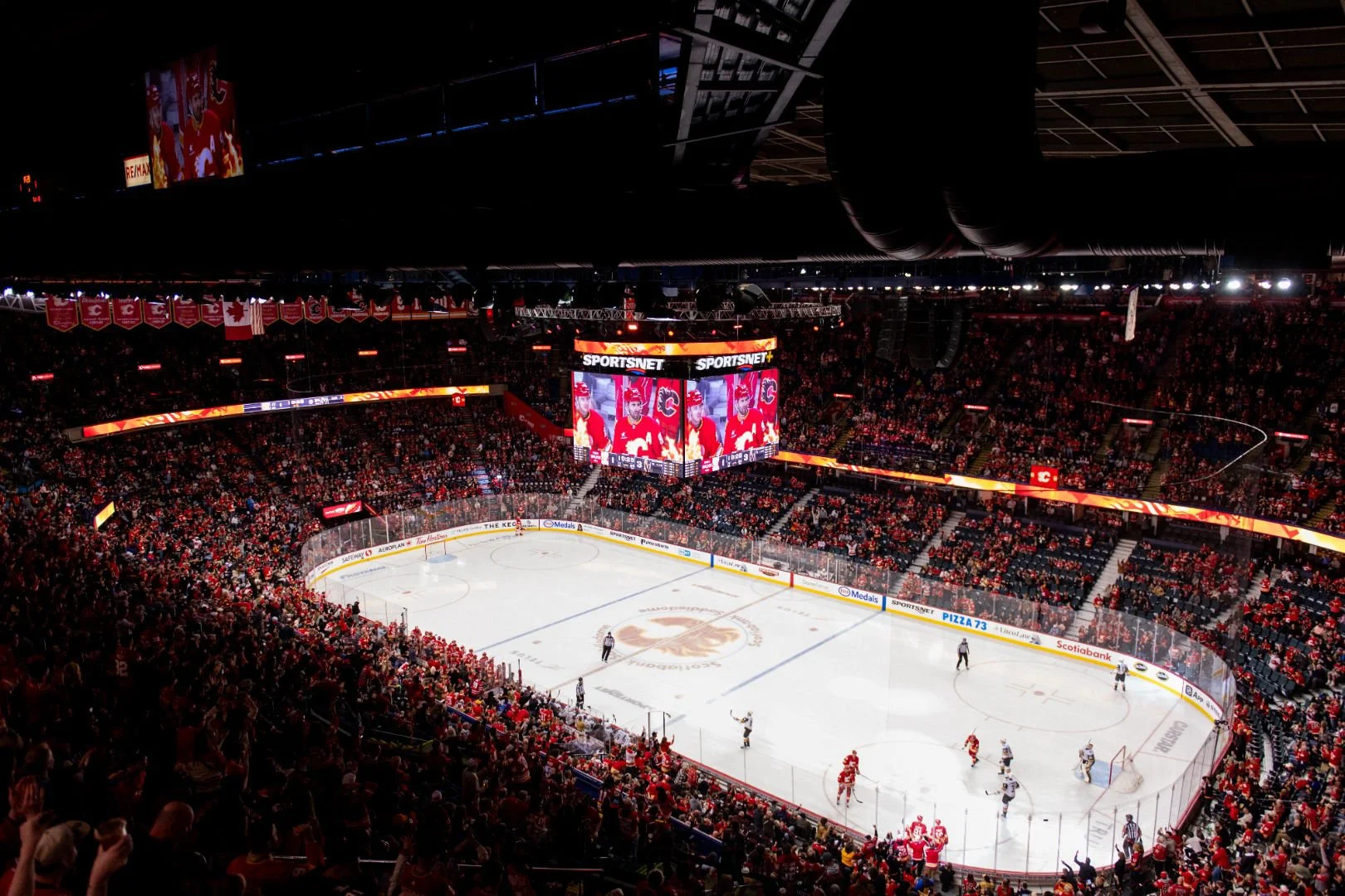The Calgary Saddledome during a Calgary Flames hockey game