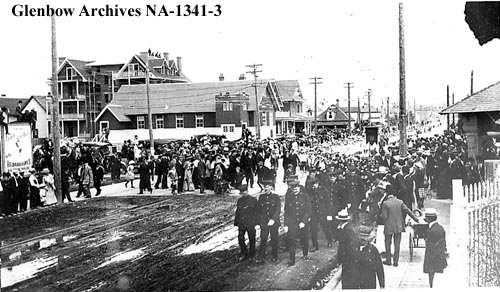  "Calgary Exhibition and Stampede parade on 17th Avenue and 2nd Street SE, Calgary, Alberta.", (CU180872) by . Courtesy of Libraries and Cultural Resources Digital Collections, University of Calgary.   This image shows the intersection during the fir