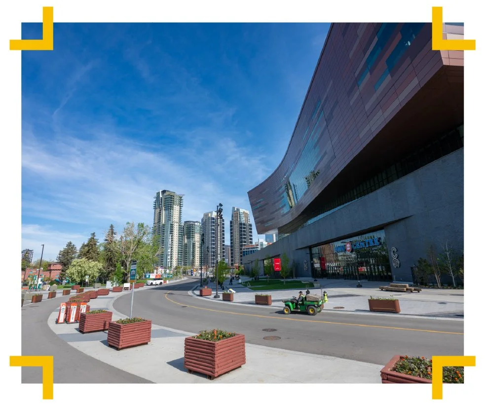 A photo of Flores LaDue Parade. The expanded BMO Centre is visible on the right side.
