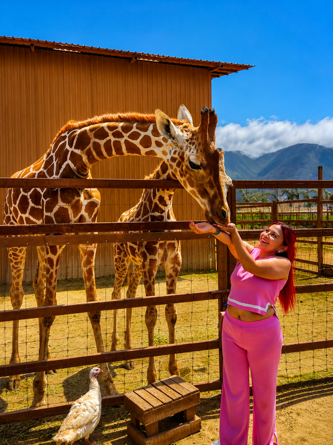 Petting a giraffe in Pai Pai Animal Rescue Center
