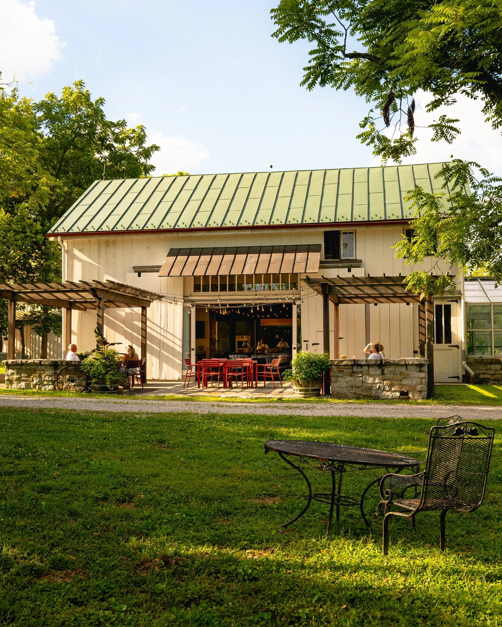 Outdoor patio view of the Barn Studio