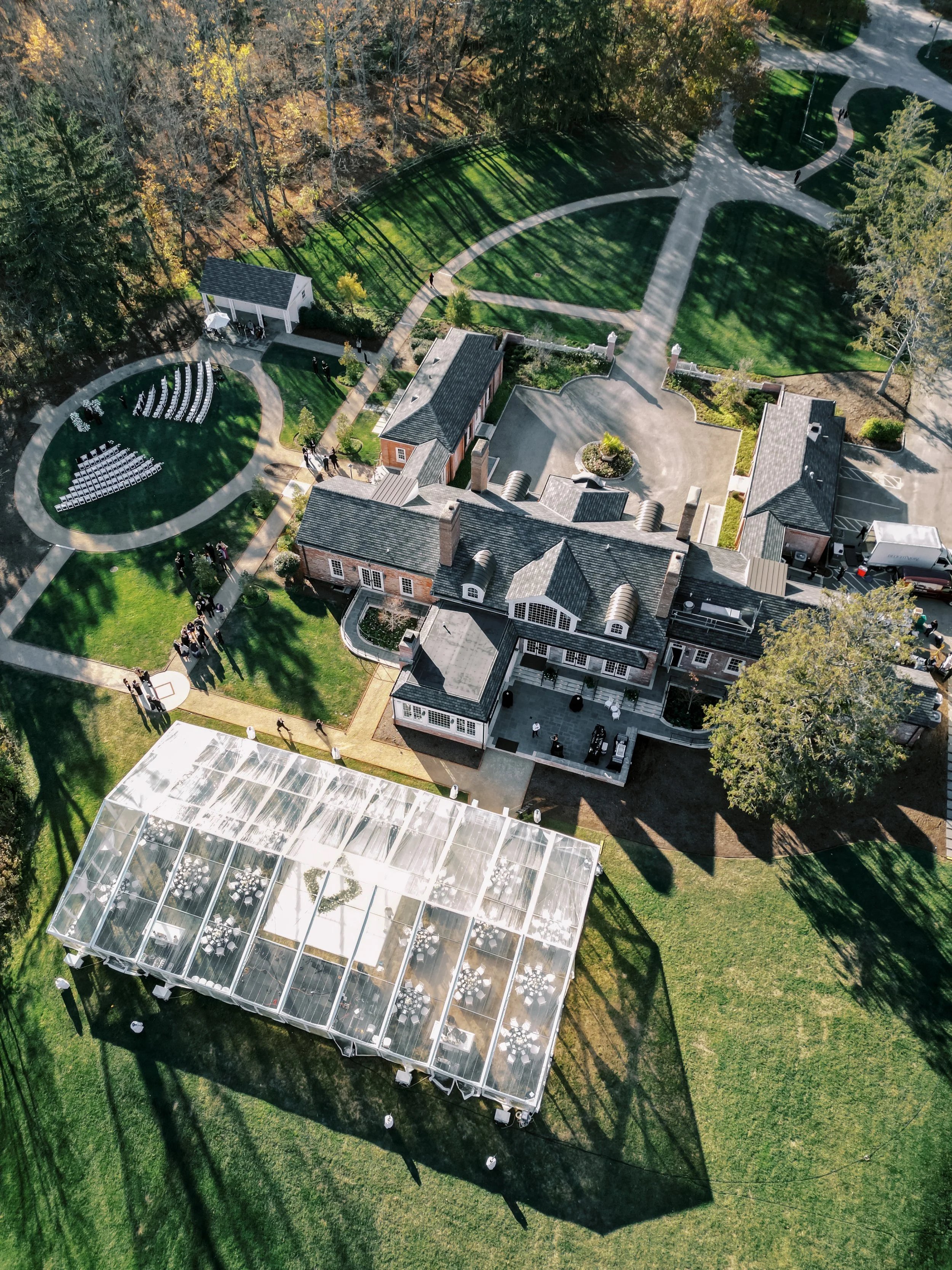 aerial view of the Meshewa house grounds