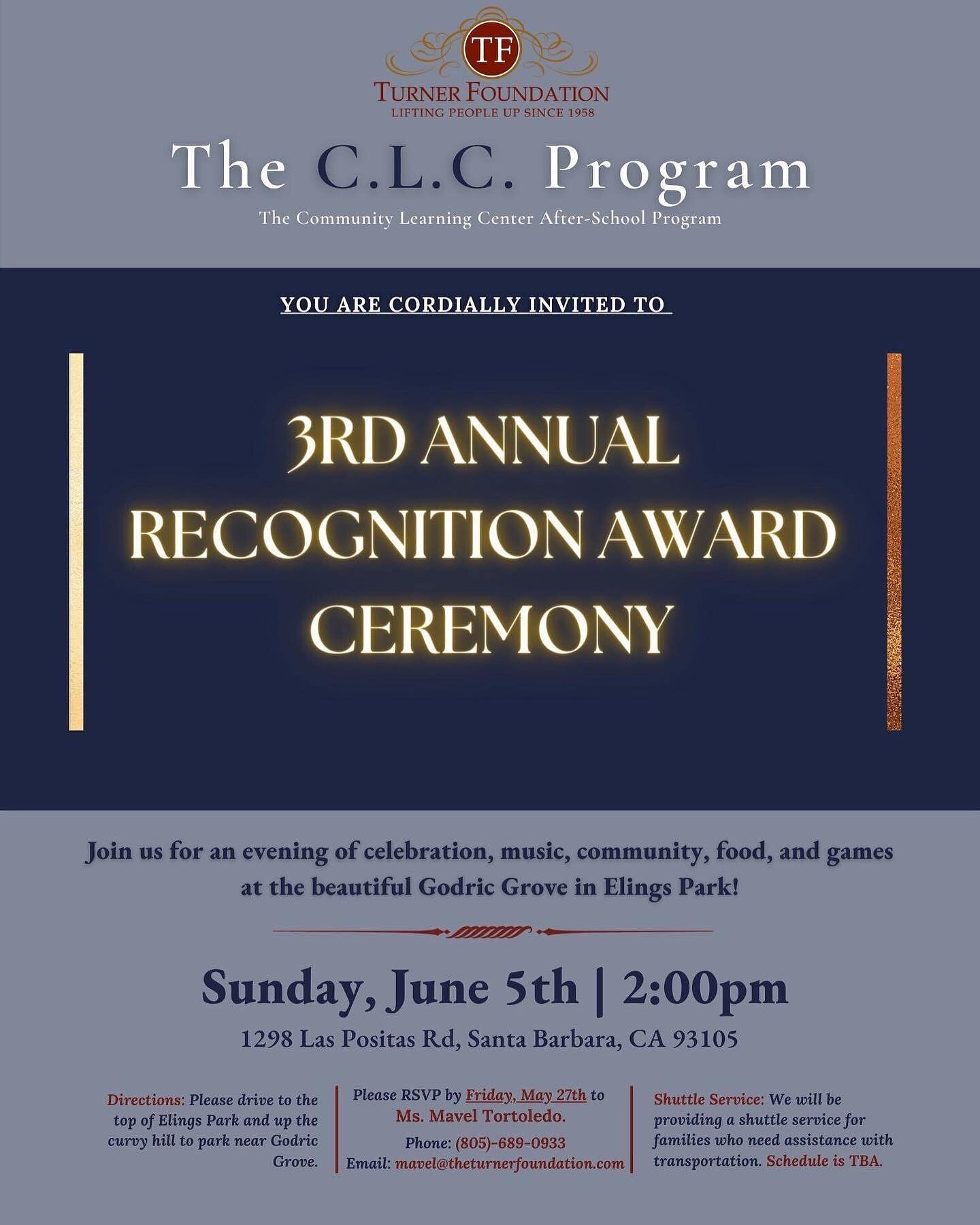 OUR ANNUAL RECOGNITION CEREMONY IS 1 MONTH AWAY! Join our community for an evening of celebration, music, community, food, and games at the beautiful Godric Grove in Elings Park! It's going to be the grooviest time of the season!

#recognition #cerem