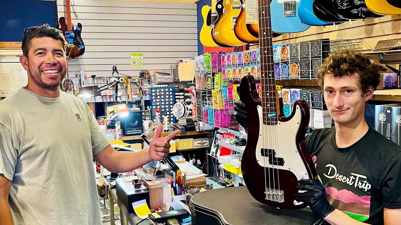 ALL FIXED UP AND READY TO GO!!! Fresh out of the repair shop at Jensen&rsquo;s Guitar &amp; Music Co., is this beautiful @fender P-Bass. Huge thank you to our friends @sbedfoundation_ for donating this instrument to us. We are so excited to present t