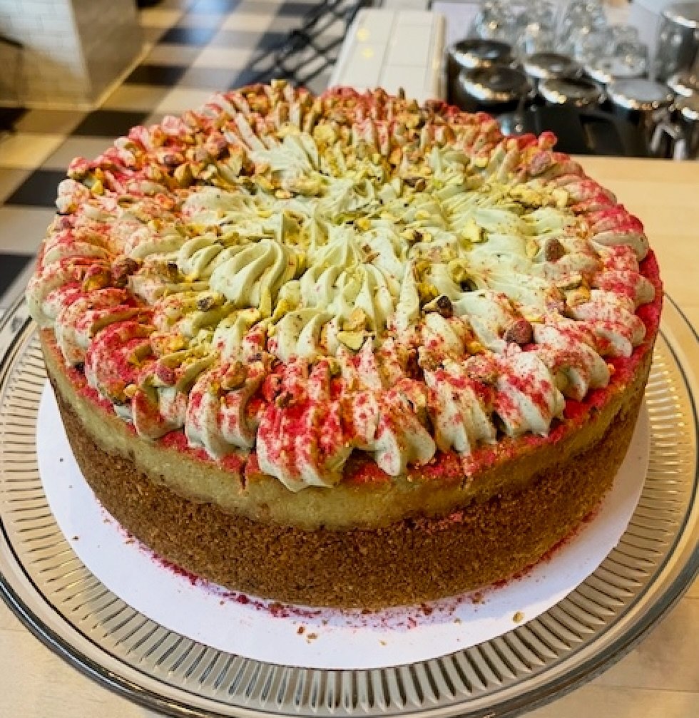 No flowers, no heart-shaped tchotchkes. Pistachio Raspberry Cheesecake. Trust me. It&rsquo;s what I . . . I mean they . . . want. 
Reservations still available for Valentine&rsquo;s dinner tonight &mdash; you can choose from our special prix fixe men