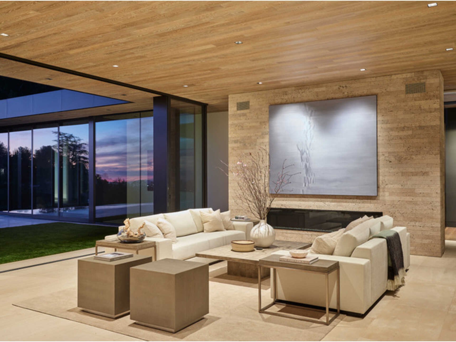 Beverly Hills Residence with Custom Travertine Wall Cladding