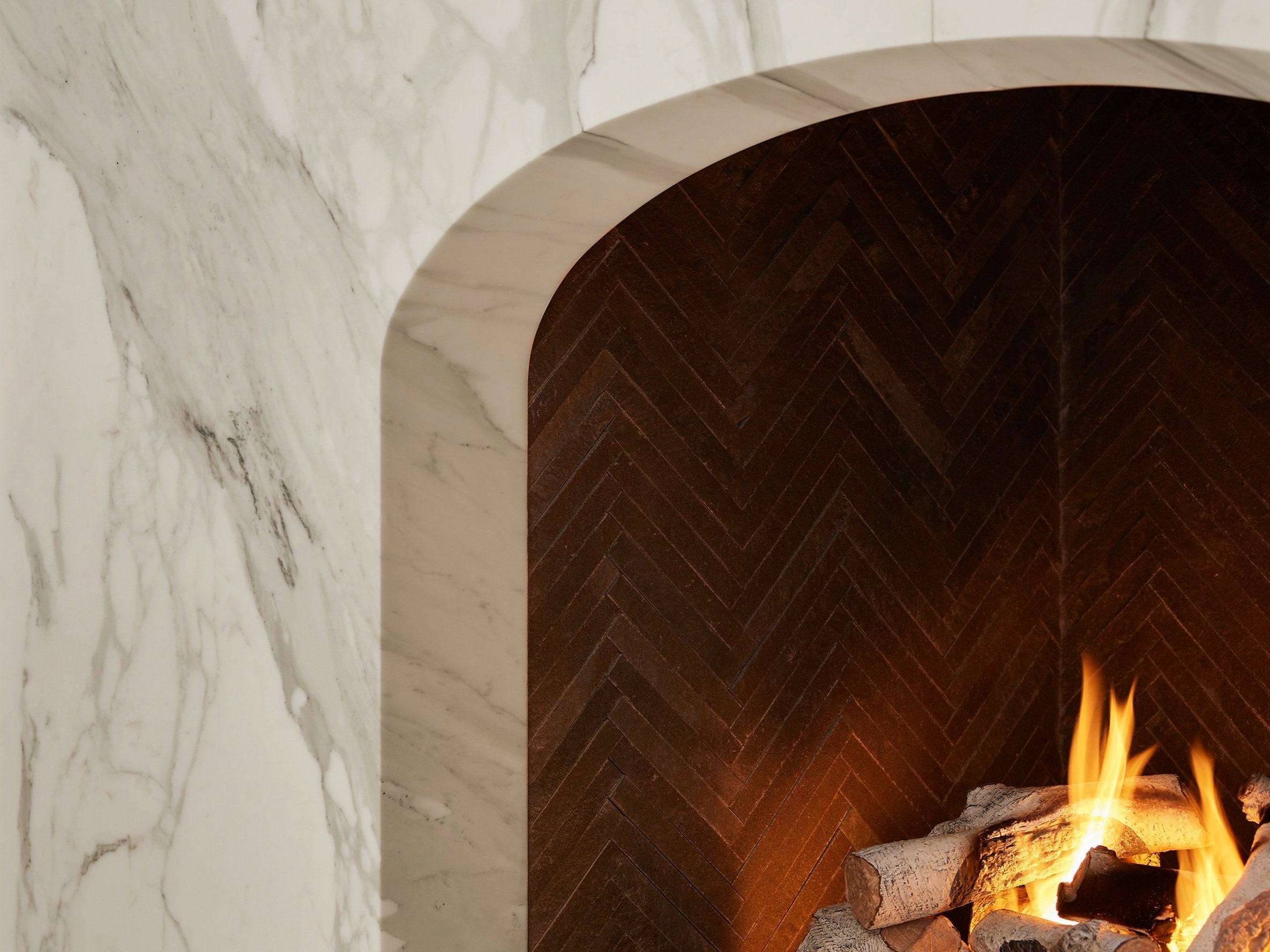 Calacatta Borghini Marble Book-matched Fireplace