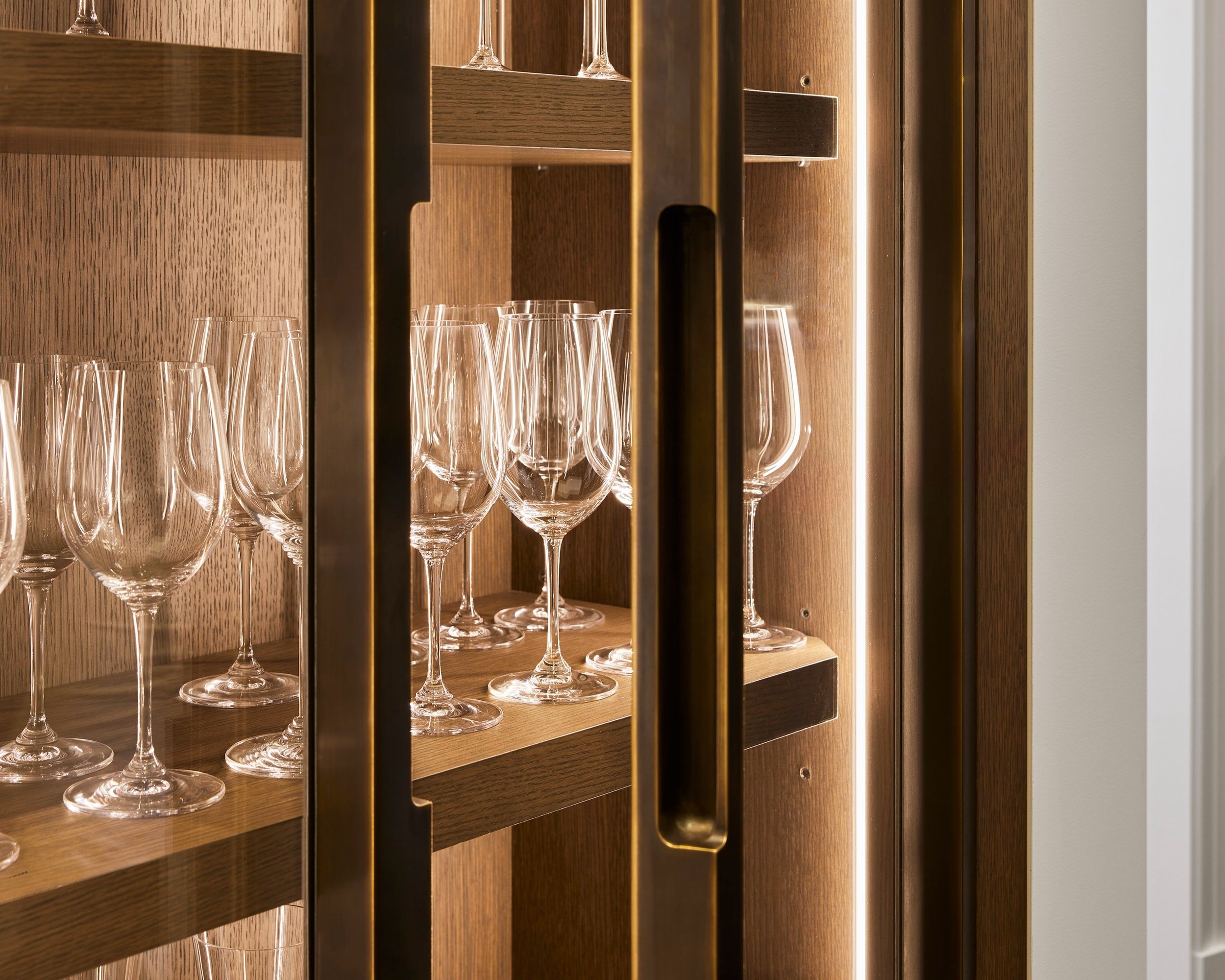 Custom Oak Cabinetry  |  Brass Details
