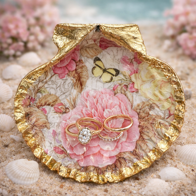 Blush Floral Seashell Trinket Dish