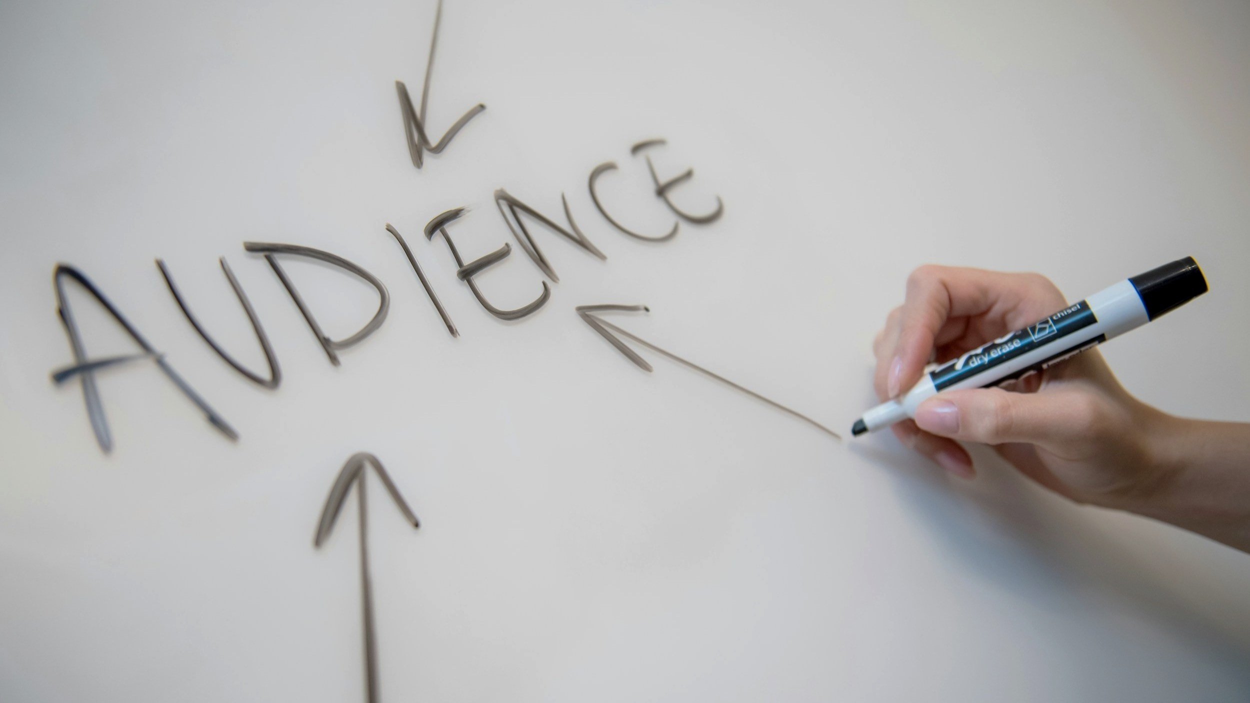Whiteboard with 'Audience' written on it