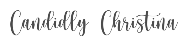 Text reading 'Candidly Christina' in black cursive font on a white background.