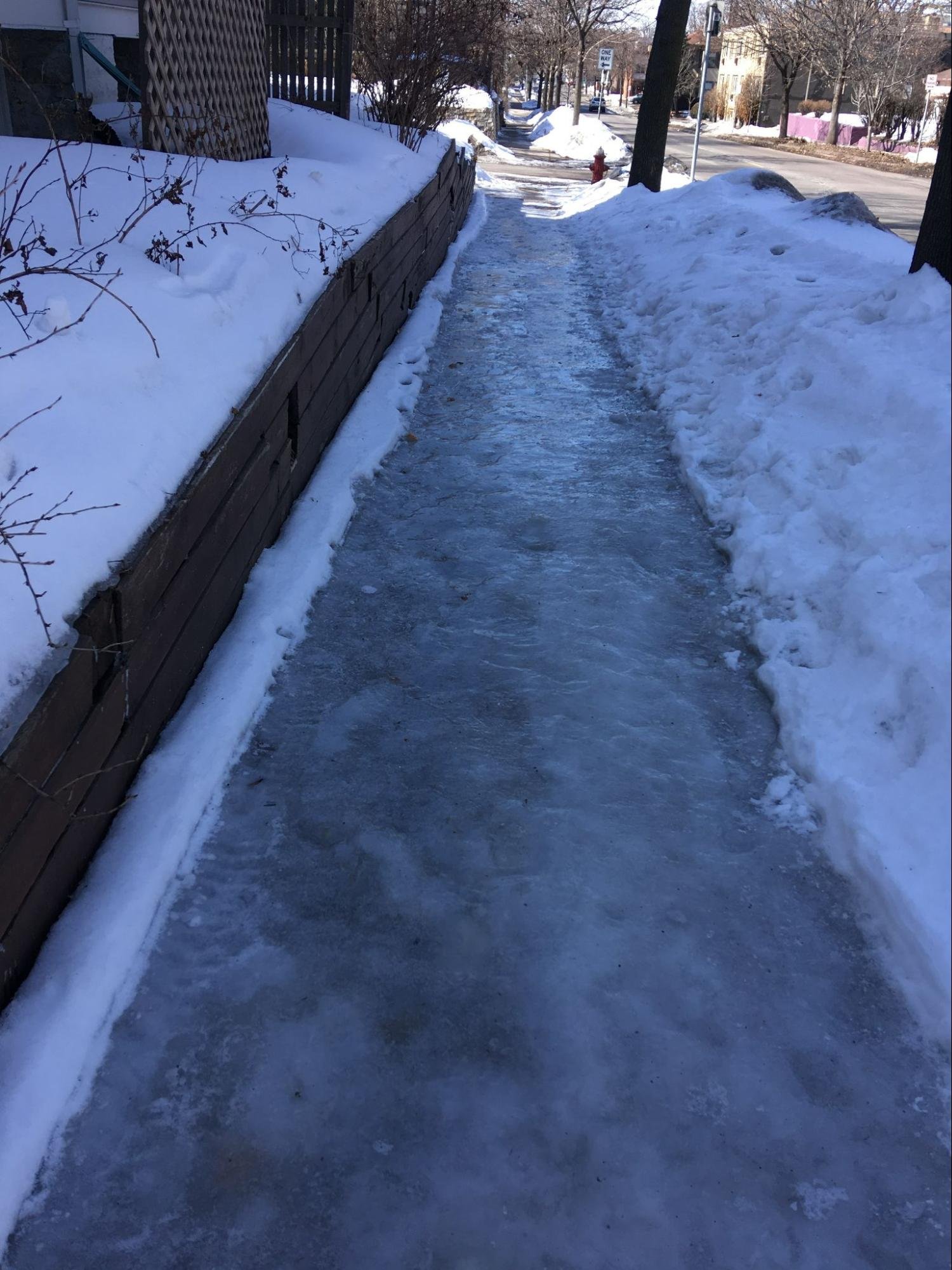 Ice covered Minneapolis sidewalks