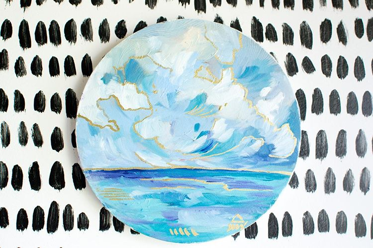This piece is more abstract but is clearly influenced by views of the water and sky.