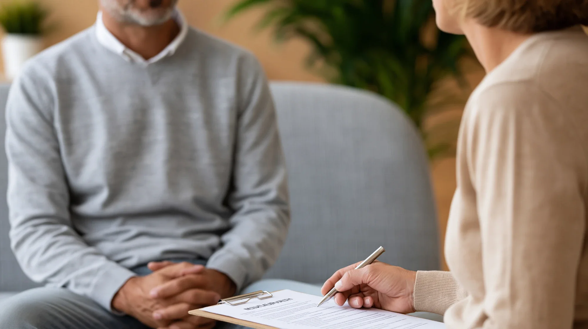 Person speaking privately with an addiction treatment professional.