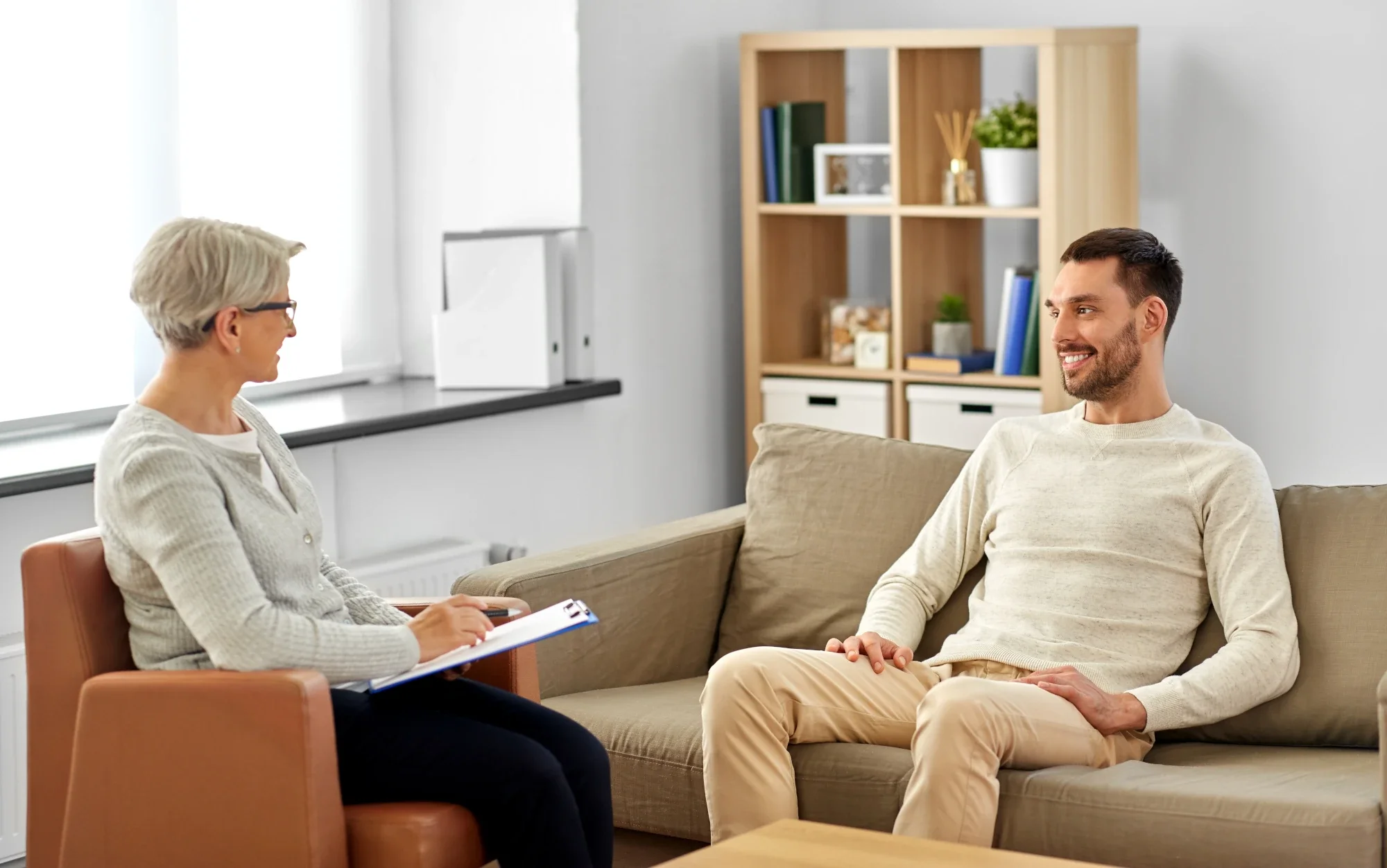 Executive attending a private addiction treatment session
