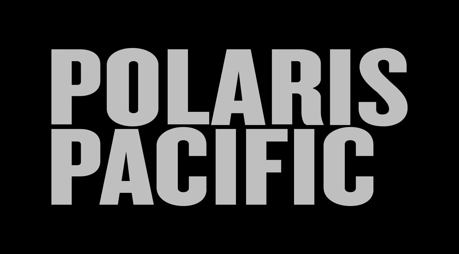 Text reading "POLARIS PACIFIC" in large gray letters on black background.