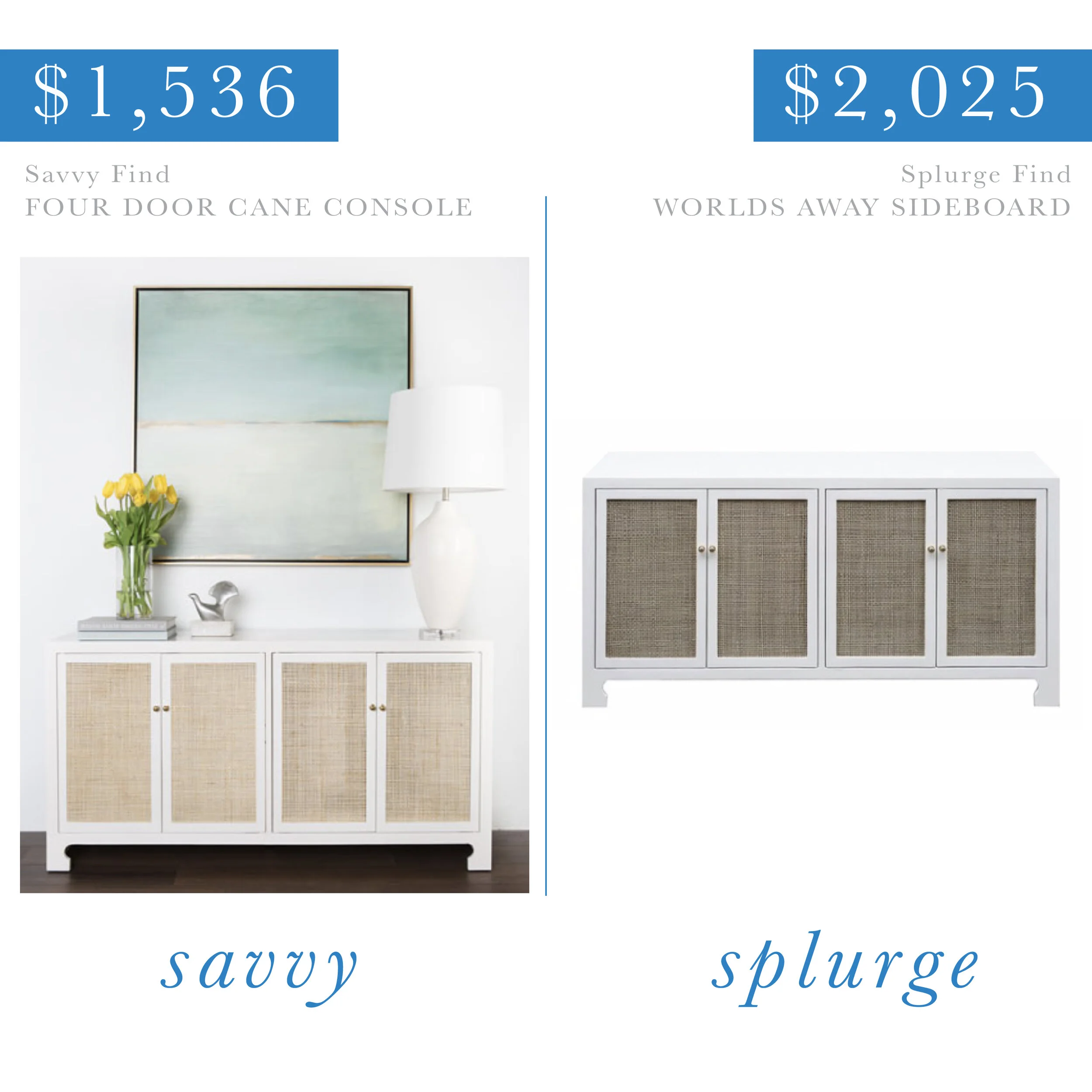 Four Door Cane Console