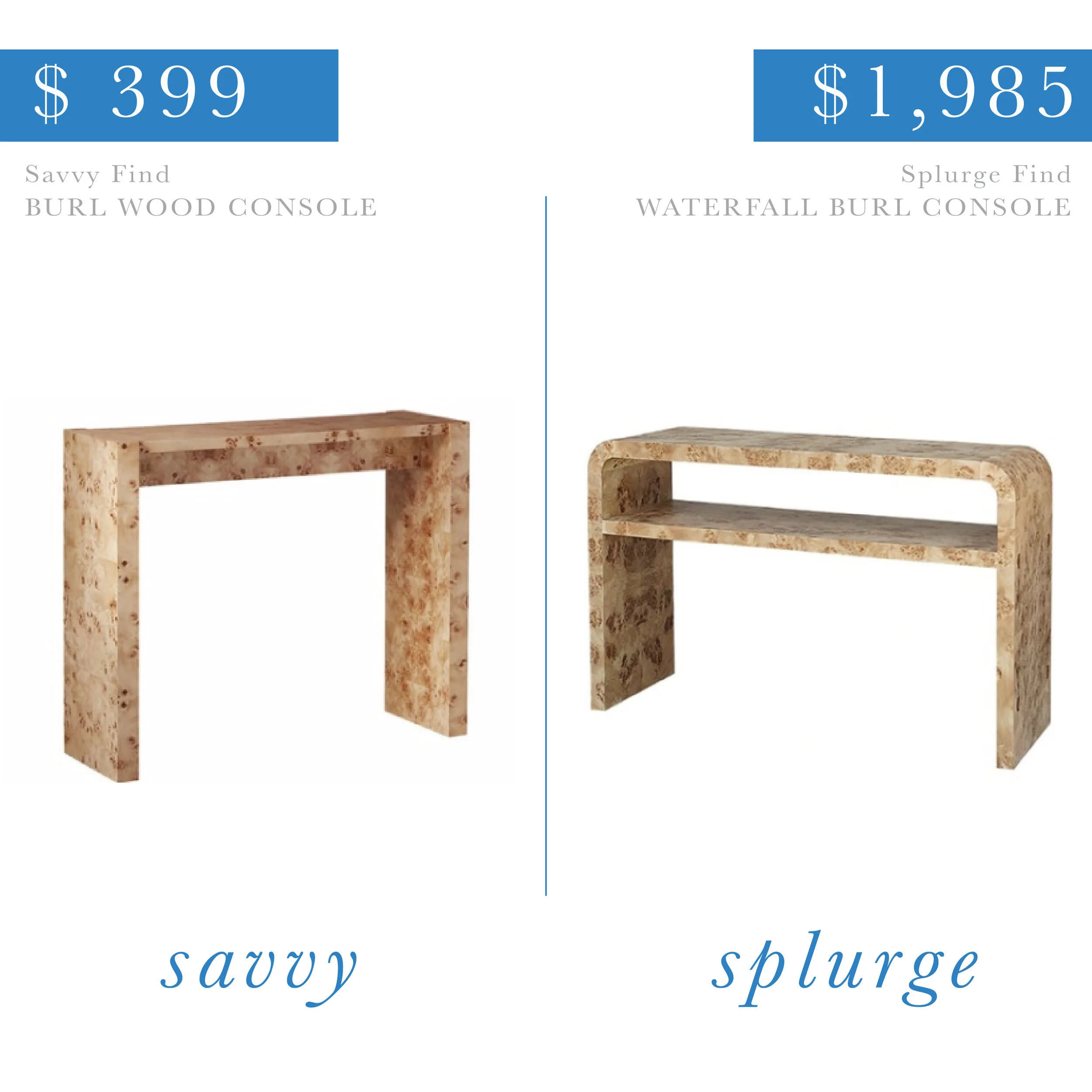 Burl Console Table
