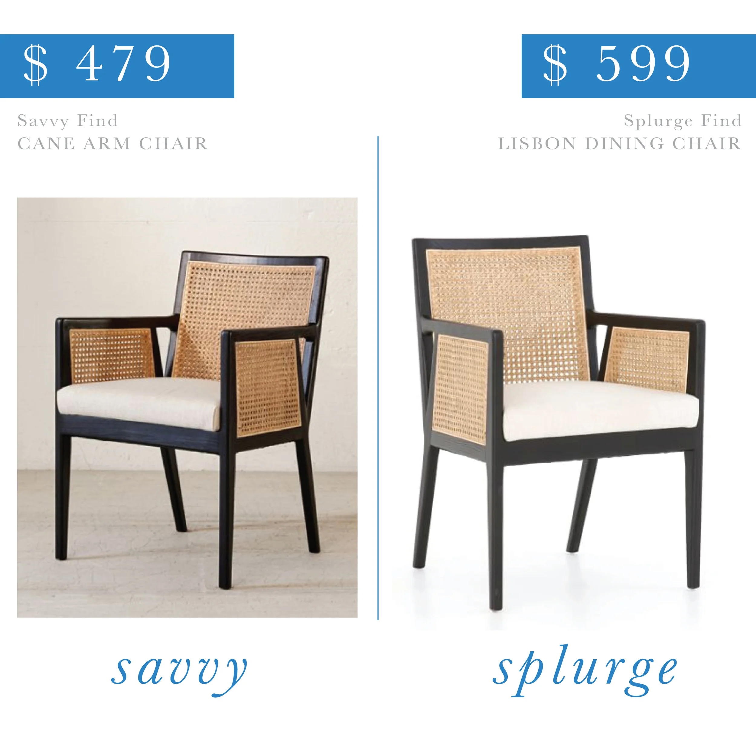 Black Cane Back Arm Chair