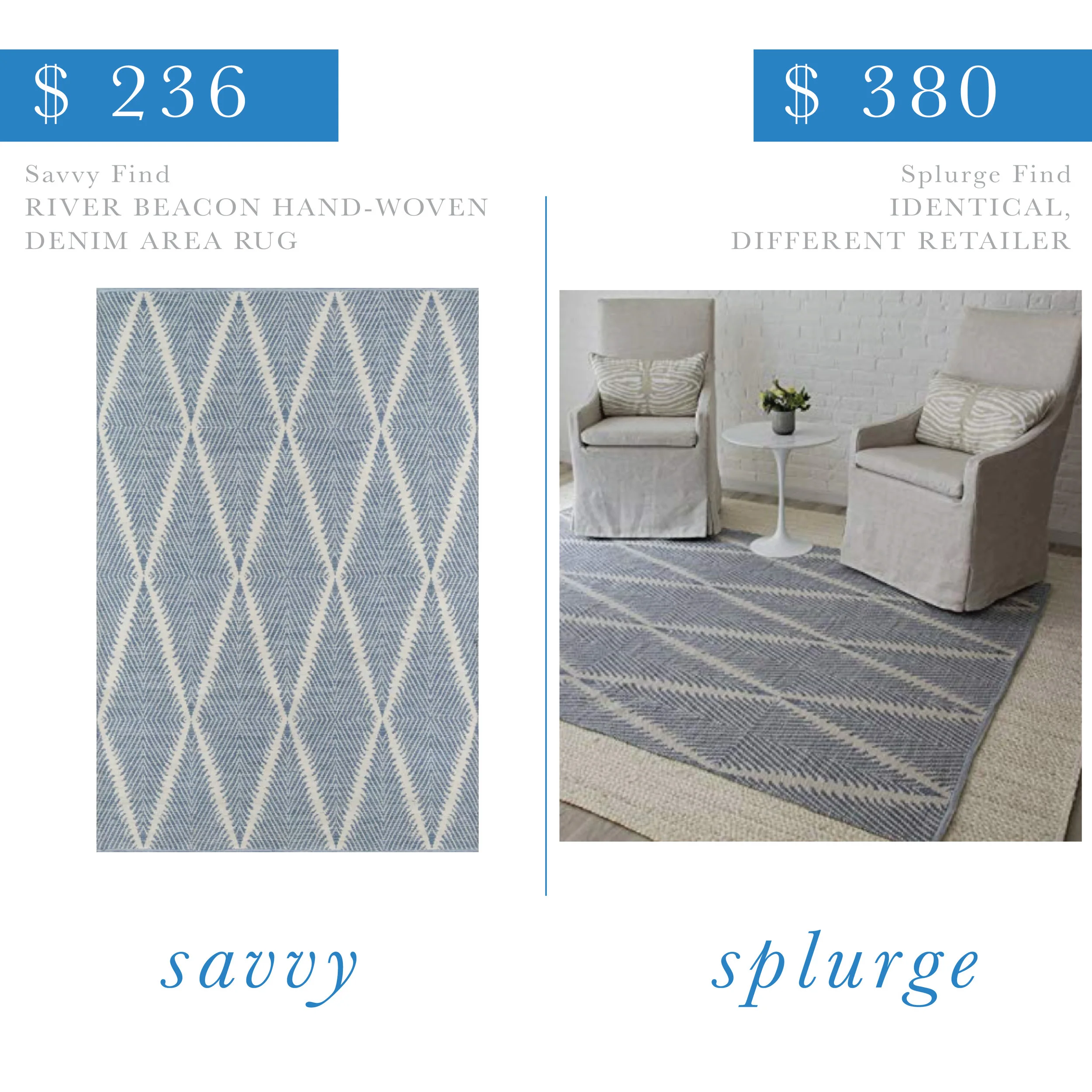 Blue Hand Woven Diamond Rug