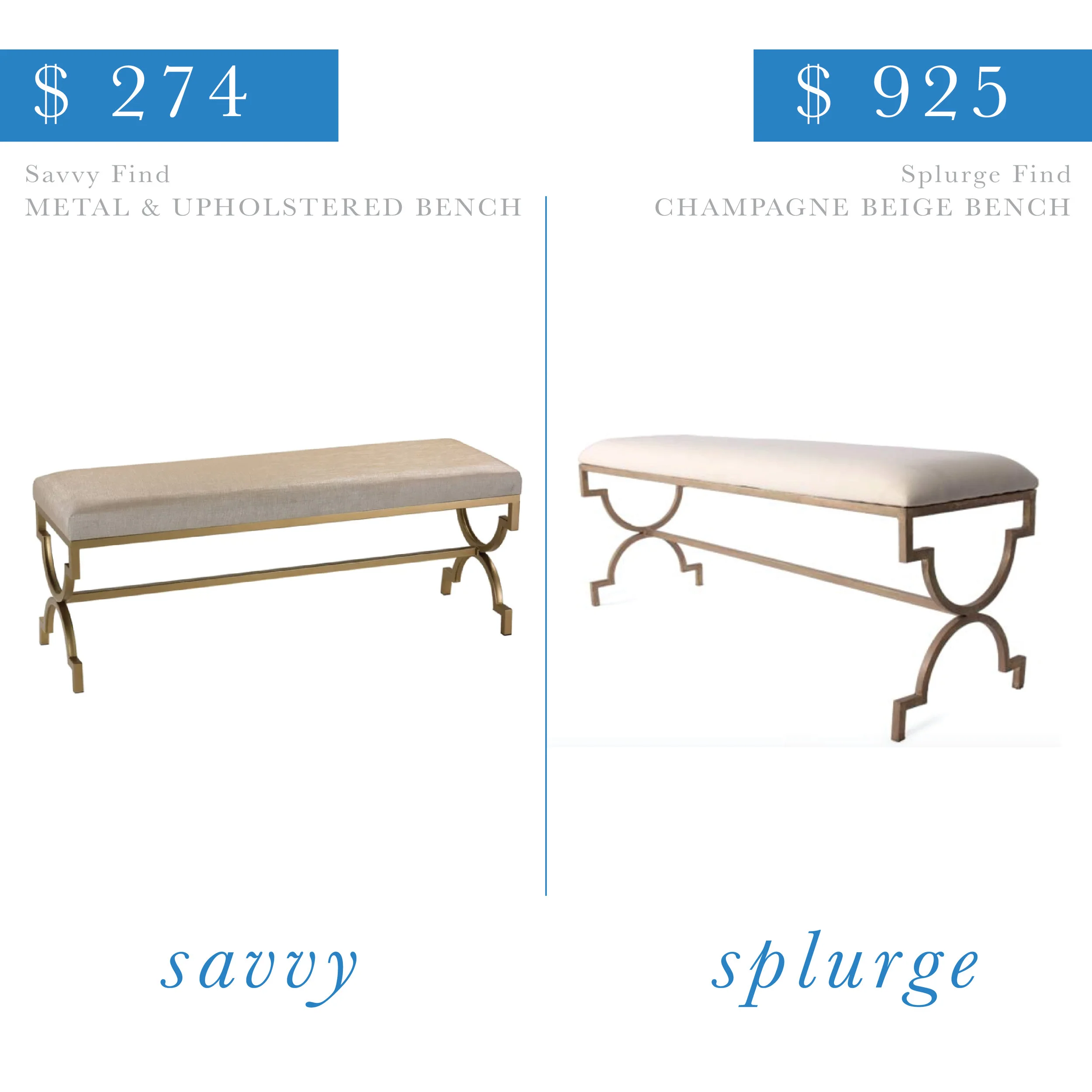 Upholstered Metal Bench