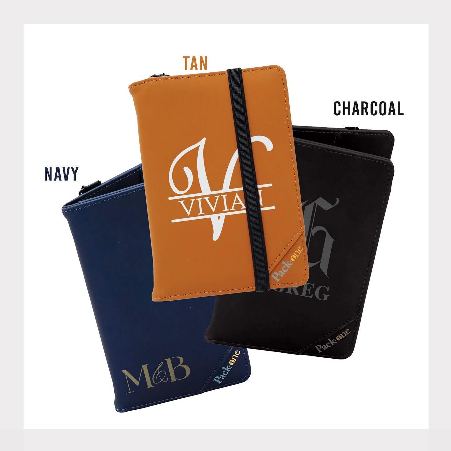 RFID protected Anti-Theft Passport Wallets! 
Features:
- Organizational Departments
- Rubber Molded Pocket for AirTag or Android Round Tile
- Steel Loop with Detachable Strap
- Elastic Strap to wrap around entire wallet

Comes in Tan, Navy or Charcoa