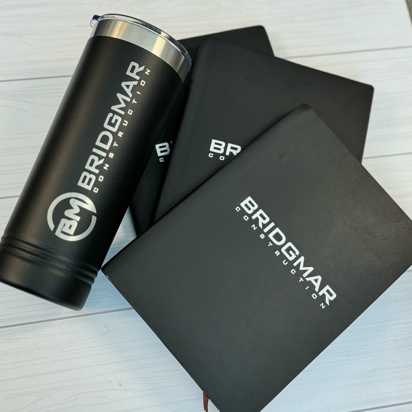 The perfect pair for sleek corporate branding - our laser engraved tumblers and UV printed notebooks. Elevate your company&rsquo;s image with custom branded merchandise that&rsquo;s both stylish and functional. Contact us to discuss branding options 