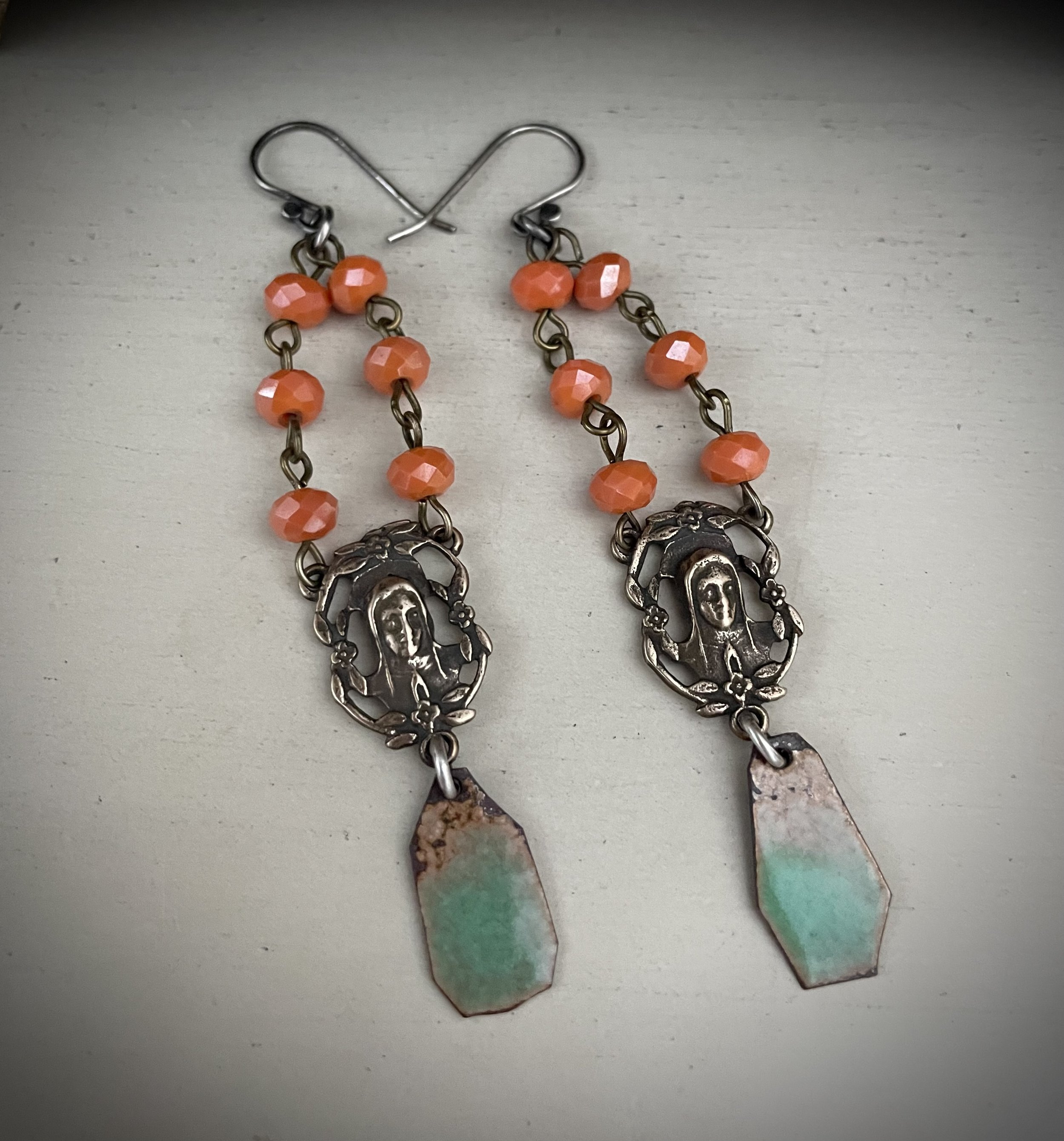 Rosary center earrings