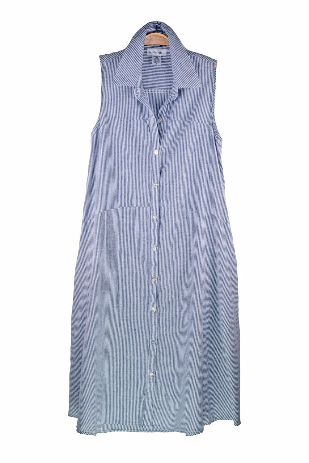 chinese dress ladies Asymmetrical Striped Linen Dress - Marine main image 0