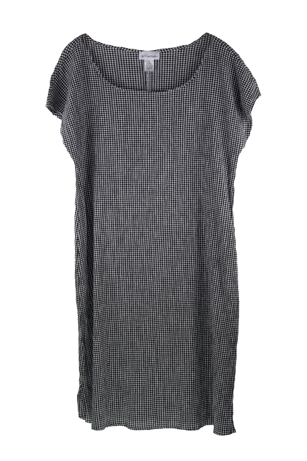 chinese dress ladies Linen Gingham Maxi Dress with Cap Sleeves CHORA  not PERFECT LINEN