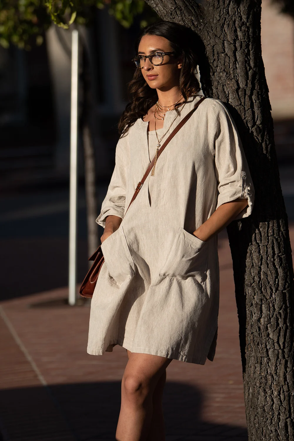 Linen 2 pocket oversize tunic dress in oatmeal  LeParisPetit by I love  linen