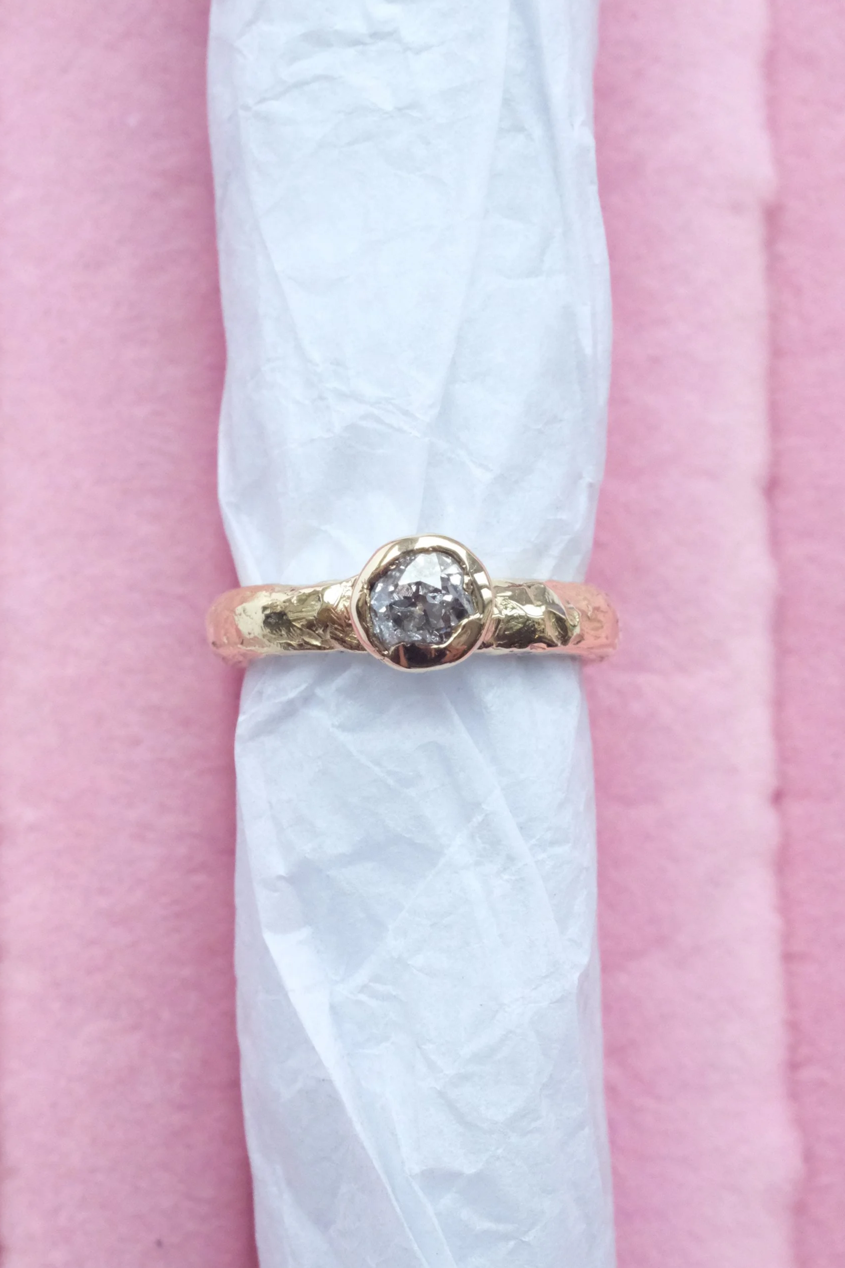 Bezel set diamond in 18ct gold