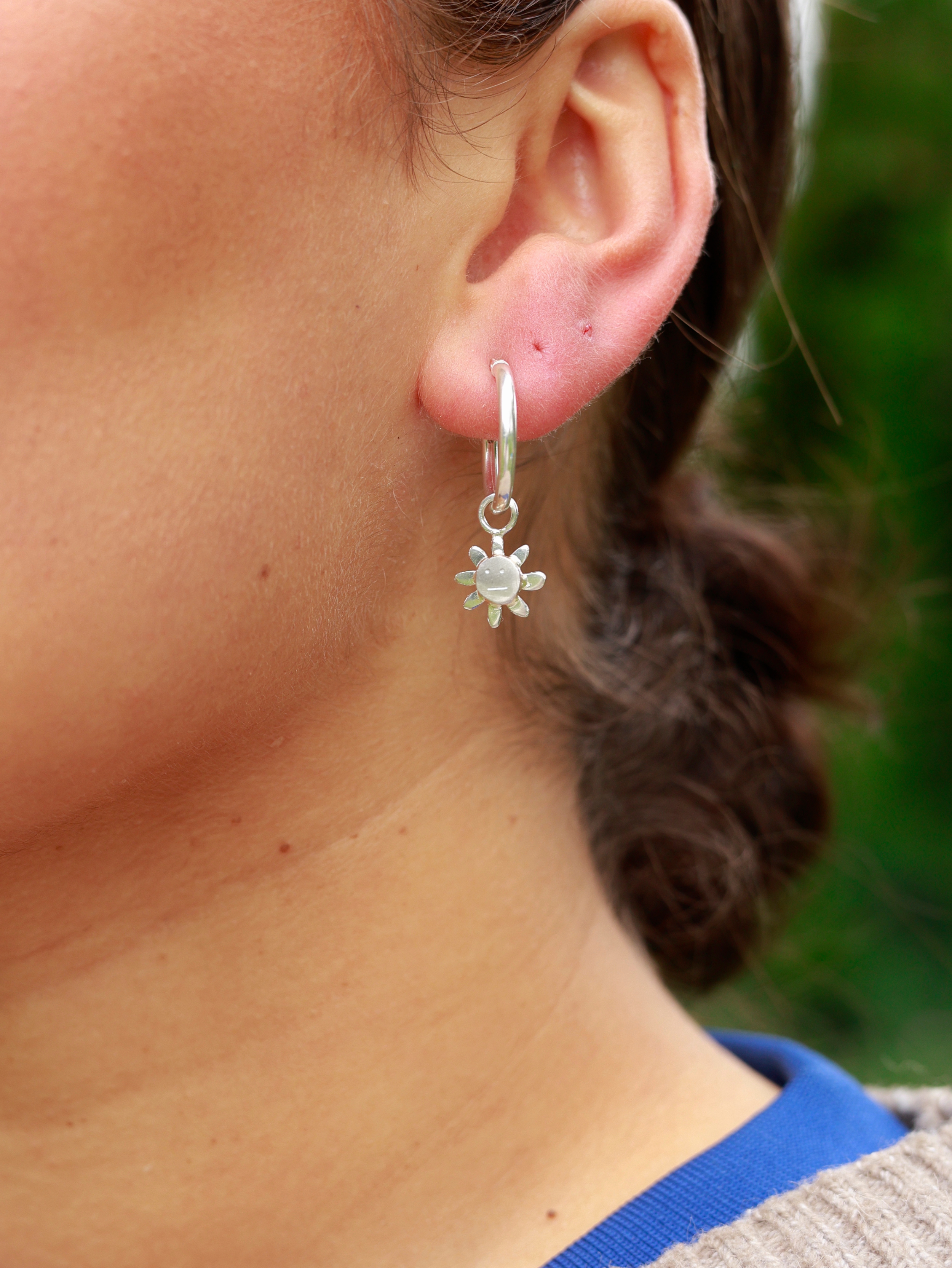 Indifferent Daisies Silver Hoops