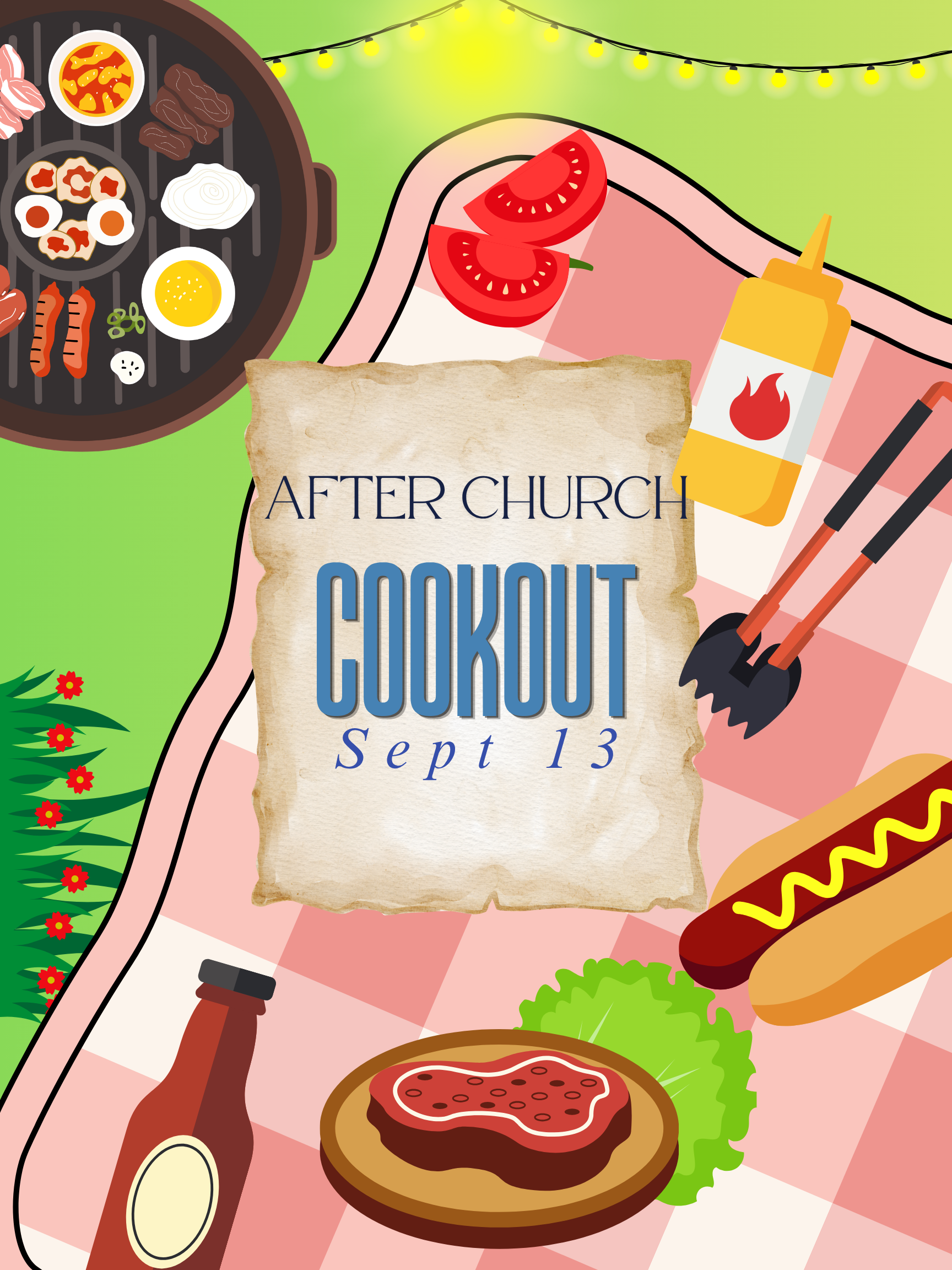 Red andGreen Illustrated Sunny Cookout Party Poster.png