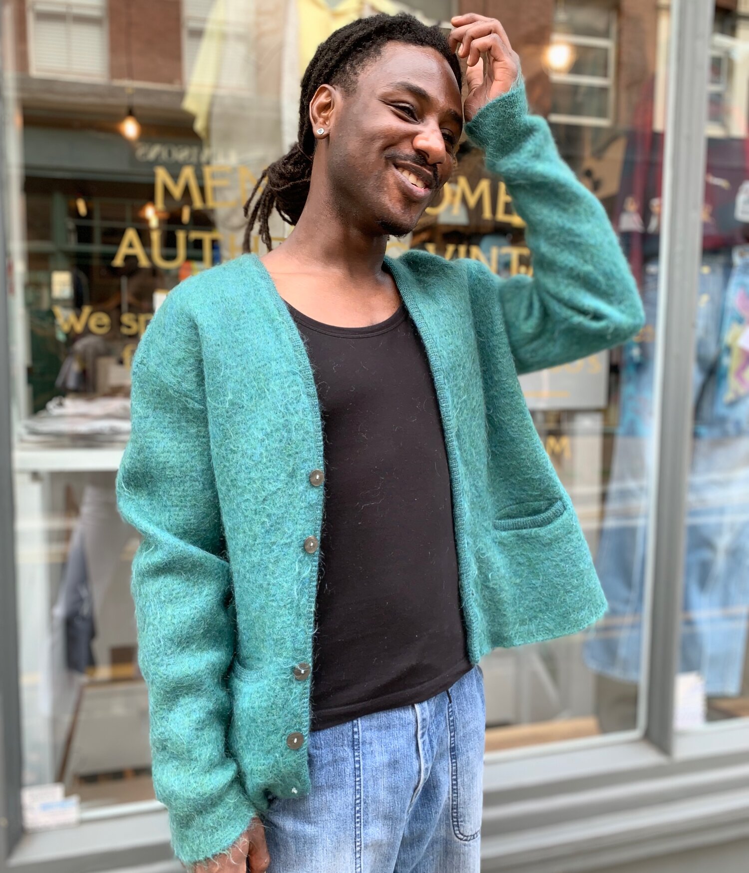 1960's Teal Mohair Cardigan — House of Vintage