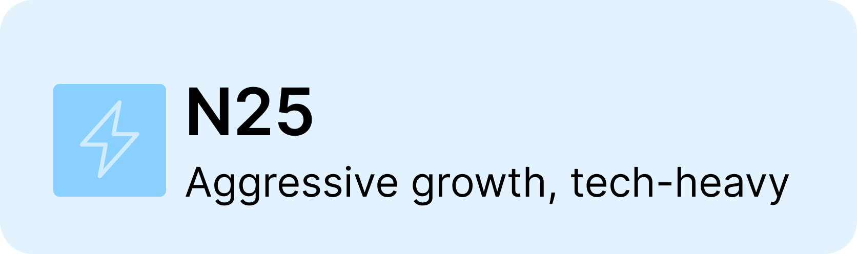 N25 portfolio focused on aggressive growth with a tech-heavy allocation