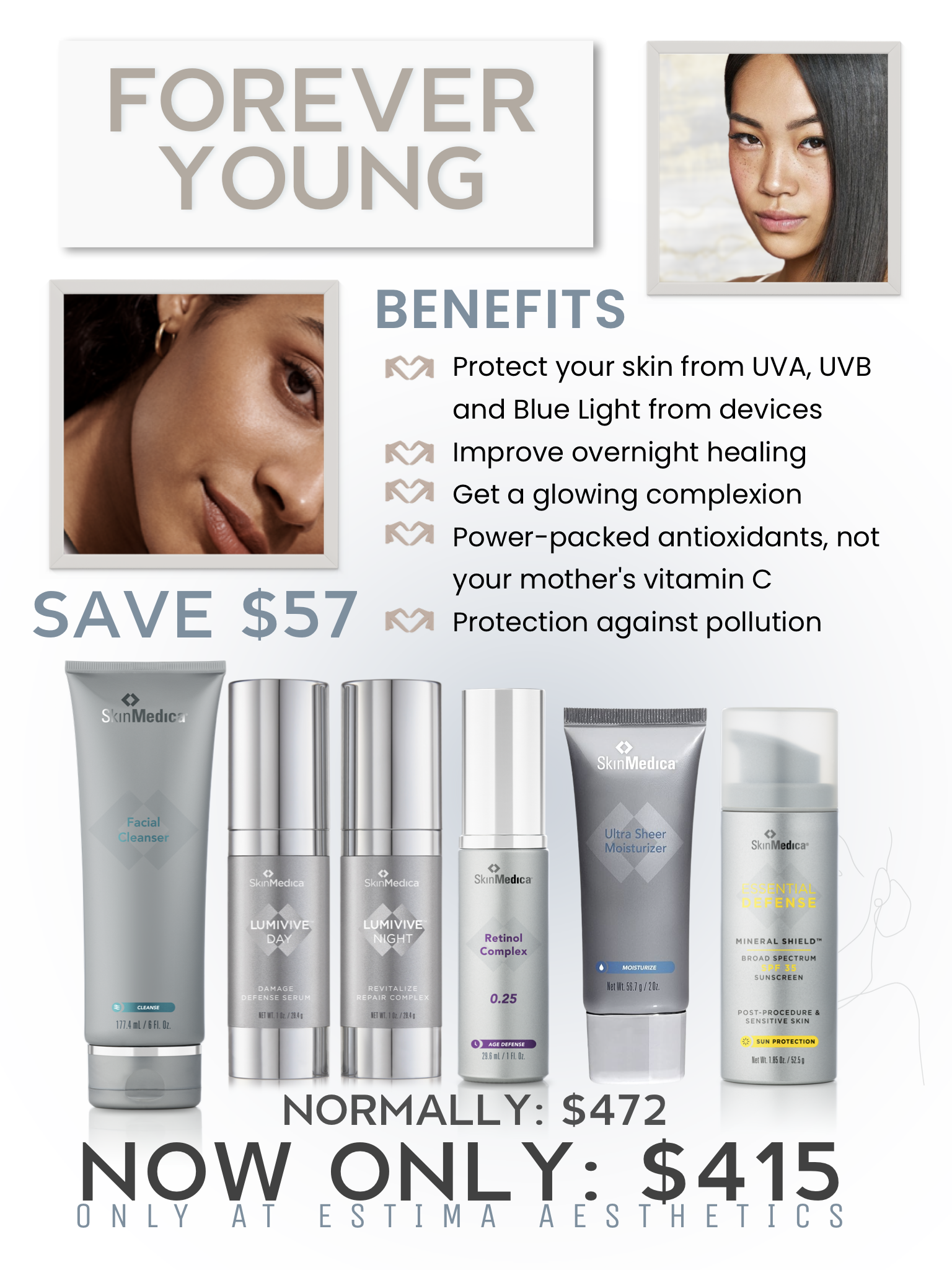 Forever young skinmedica package on sale now at estima aesthetics now only $415