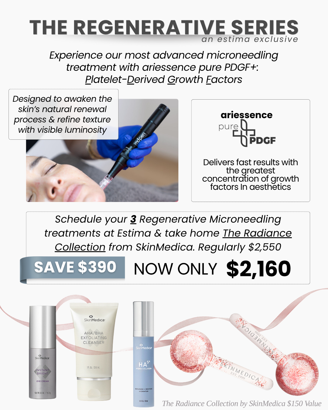 Regenerate your skin and watch the results improve over 3 treatments PLUS the Radiance Collection