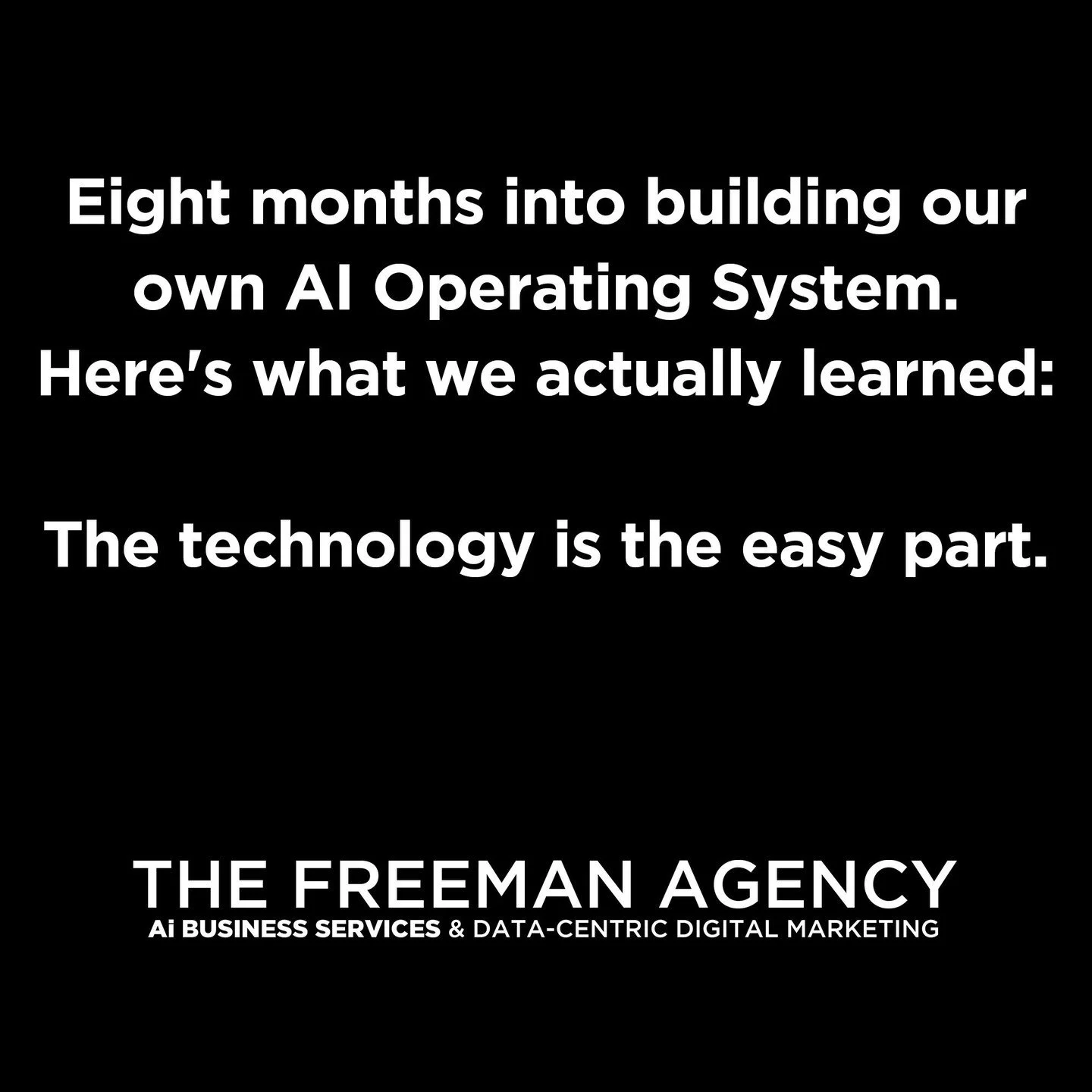 8 months building our own AIOS. Here's what we actually learned:

**1.** The technology is the easy part. Clarity on what to build first is the hard part.

**2.** Start with the task that bothers you most &mdash; not the "highest ROI" one. 