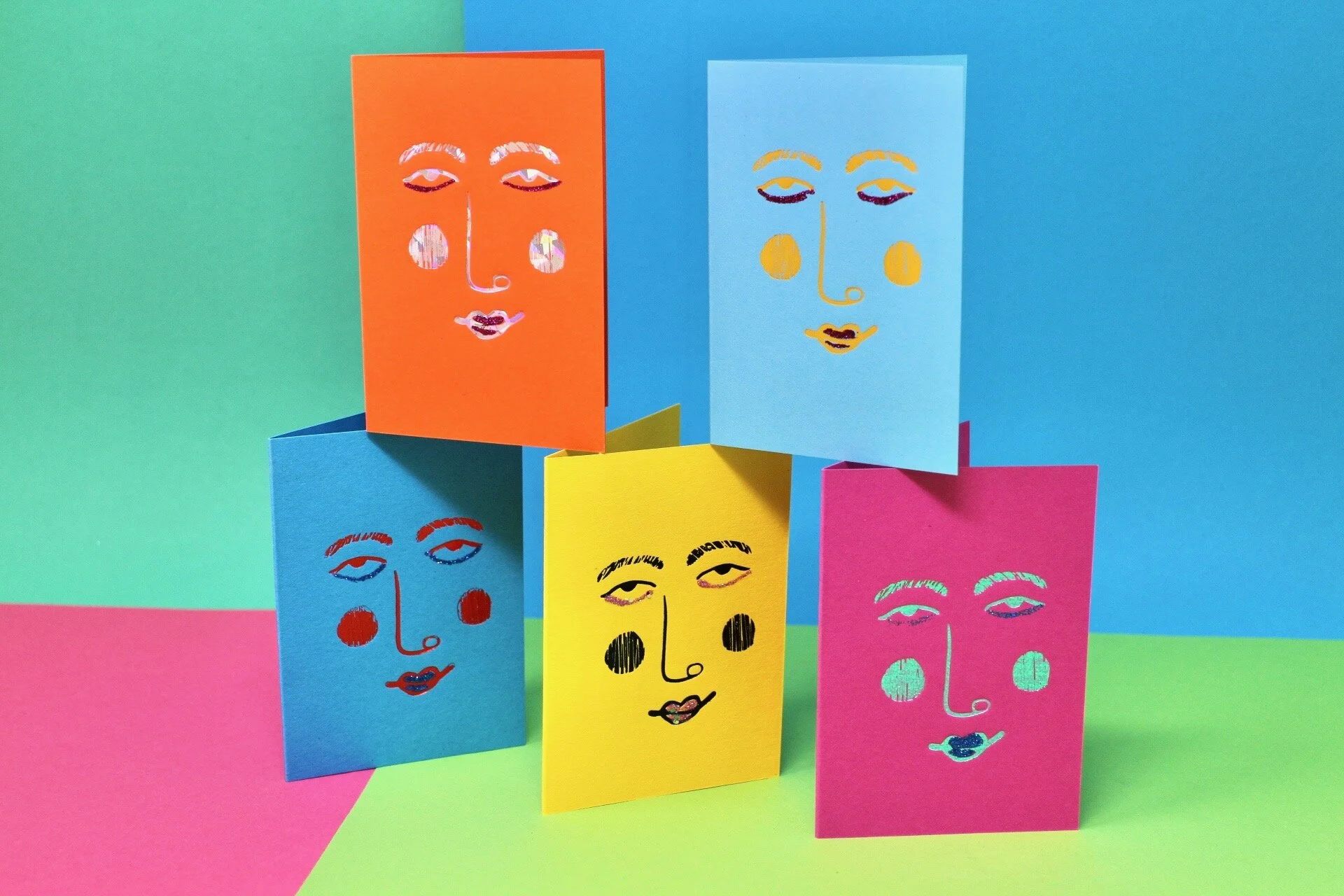 Glitter Lips Blank Card