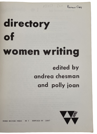 Directory of Women Writing by Andrea Chesman and Polly Joan