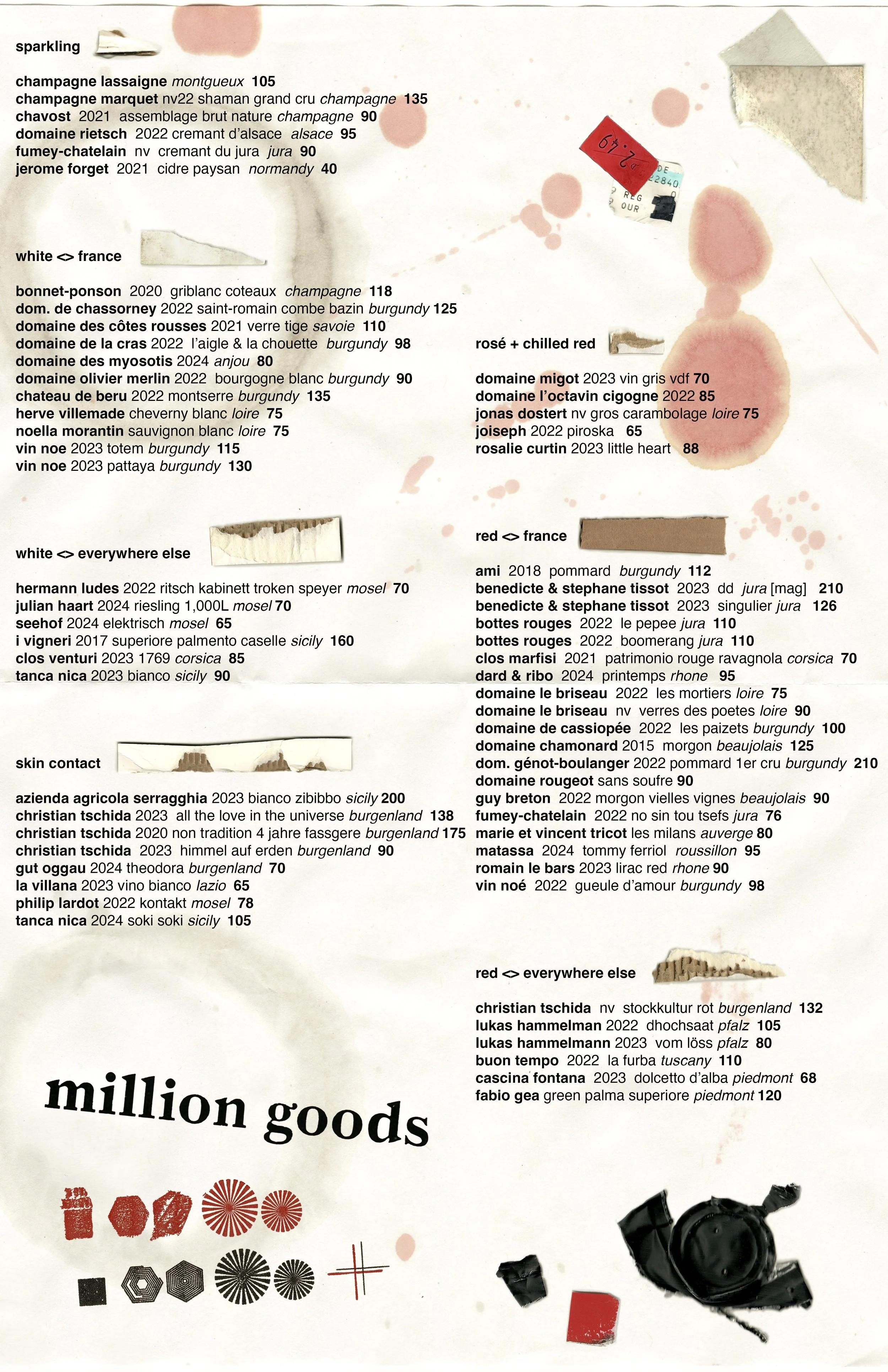 Million Goods November 2025 Bottle List