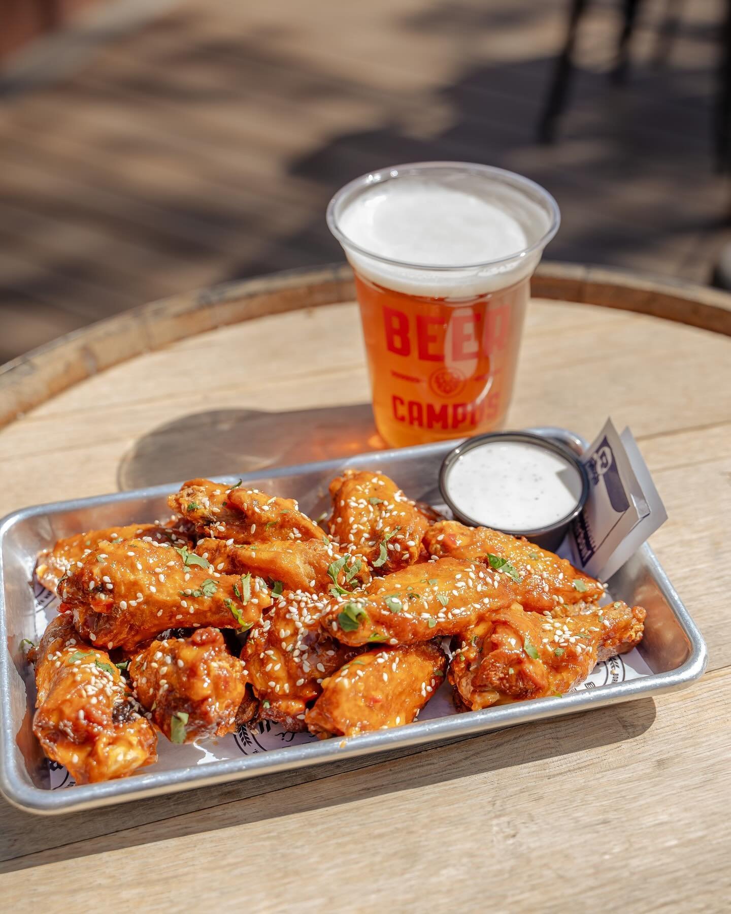 🔥 No-Li Bang Bang Sweet Chili Wings🔥

Perfectly paired with a pint on the Riverside Patio / Bier Garden! Swing by for a bite with our full menu now available on the Patio!