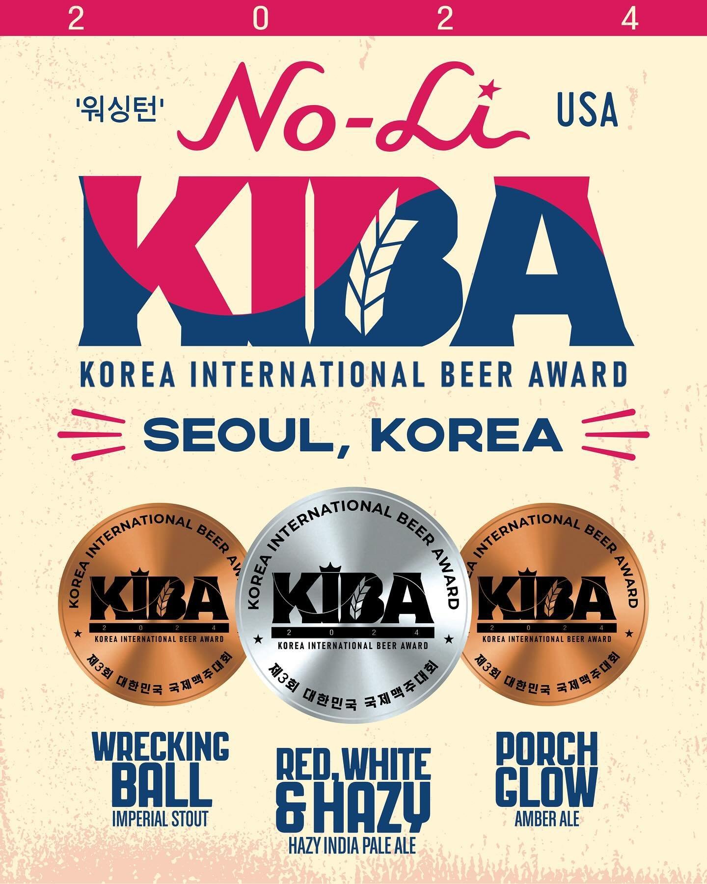 🇰🇷 No-Li Celebrates in Seoul 🇰🇷

We&rsquo;re celebrating a triple win at the 2024 Korea International Beer Awards (KIBA) in Seoul, South Korea! 🏆

No-Li&rsquo;s Red, White &amp; Hazy IPA was awarded a silver medal, while the Wrecking Ball Imperi