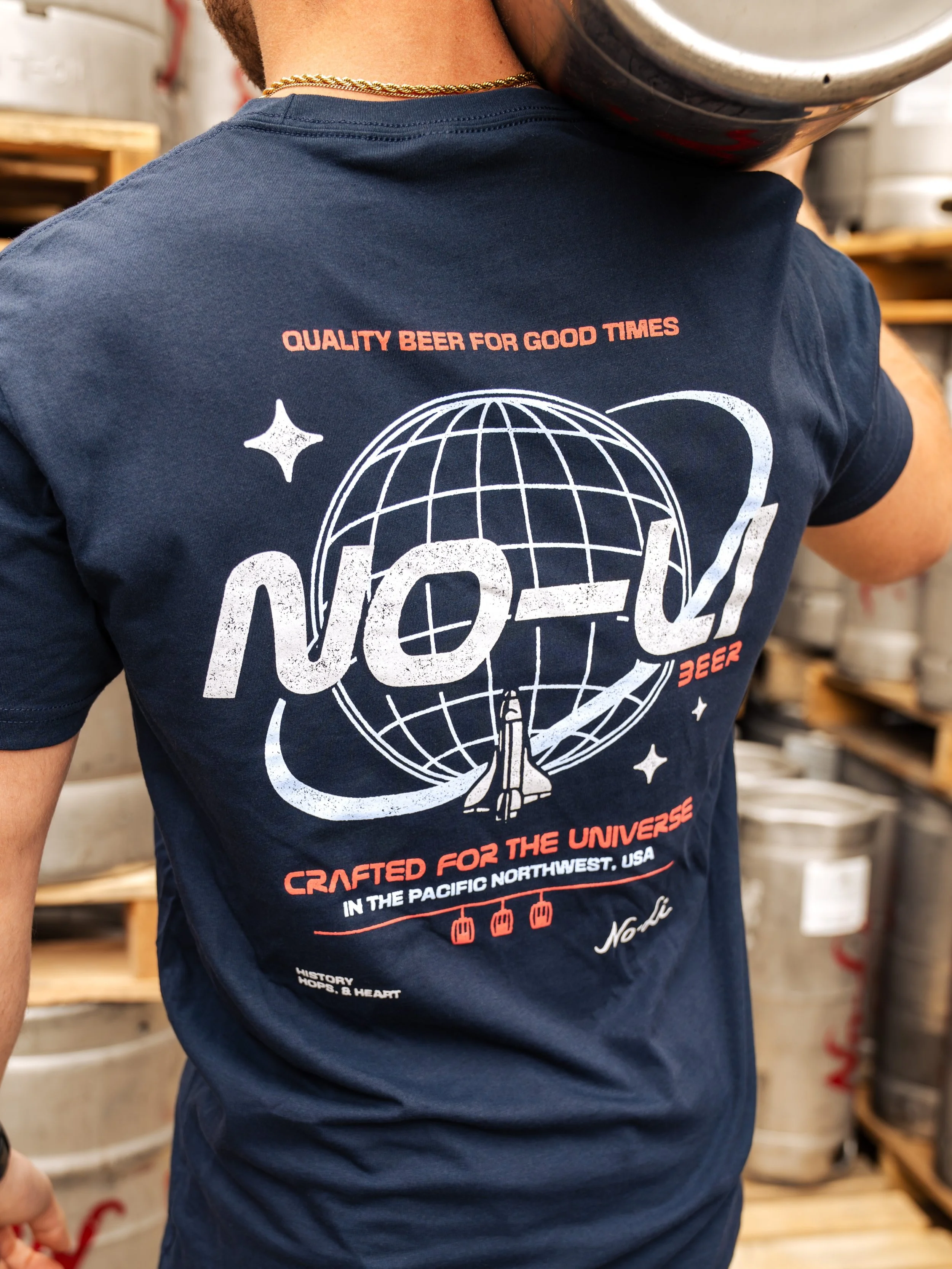 Crafted for the universe &amp; paired perfectly with an Apollo Squatch Juicy Haze ☄️

No-Li Interstellar Tee available now as supplies last - at the brewery &amp; online 🚀